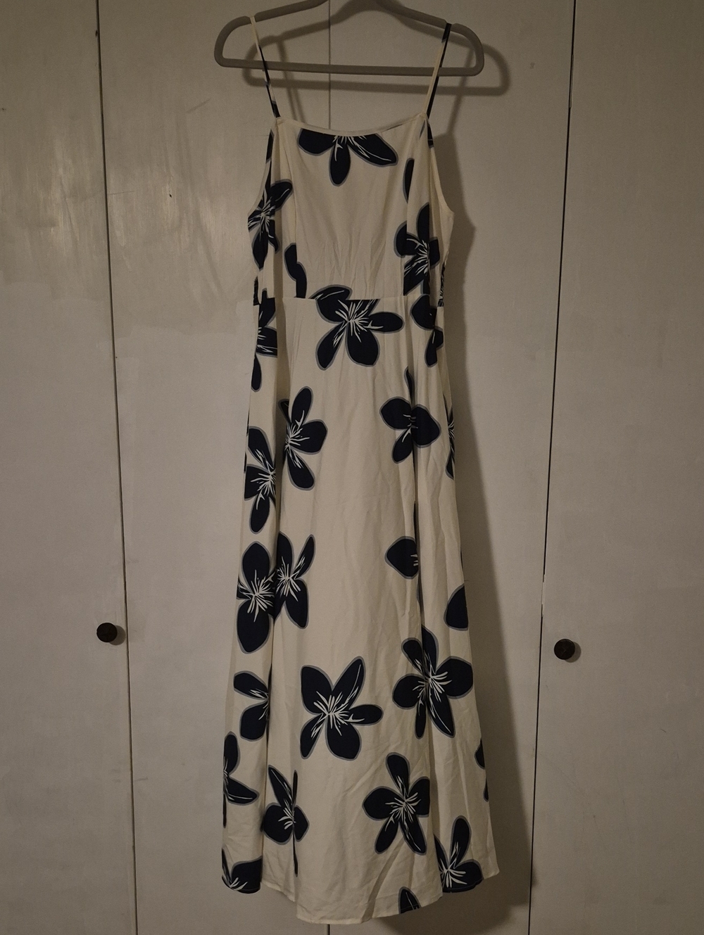 White Maxi Dress with Navy Floral Print